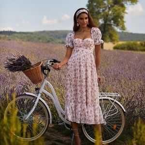Alamour the Label pink floral Midi dress